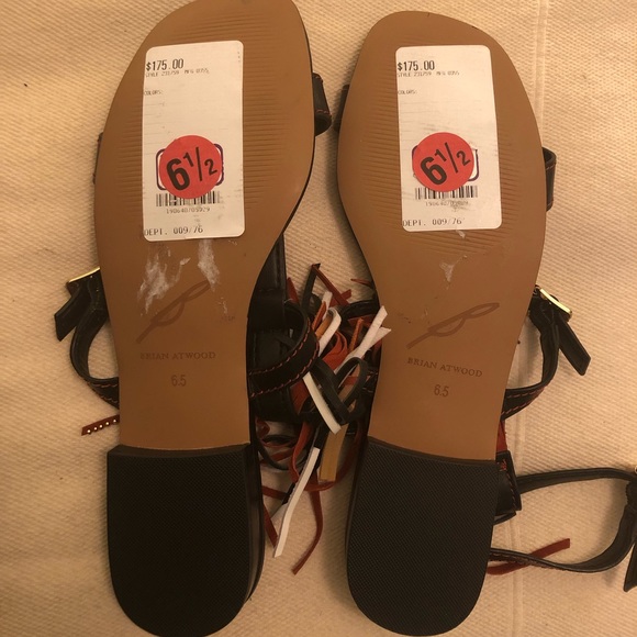 B by Brian Atwood Fringe leather sandals SZ 6.5 - Picture 5 of 5
